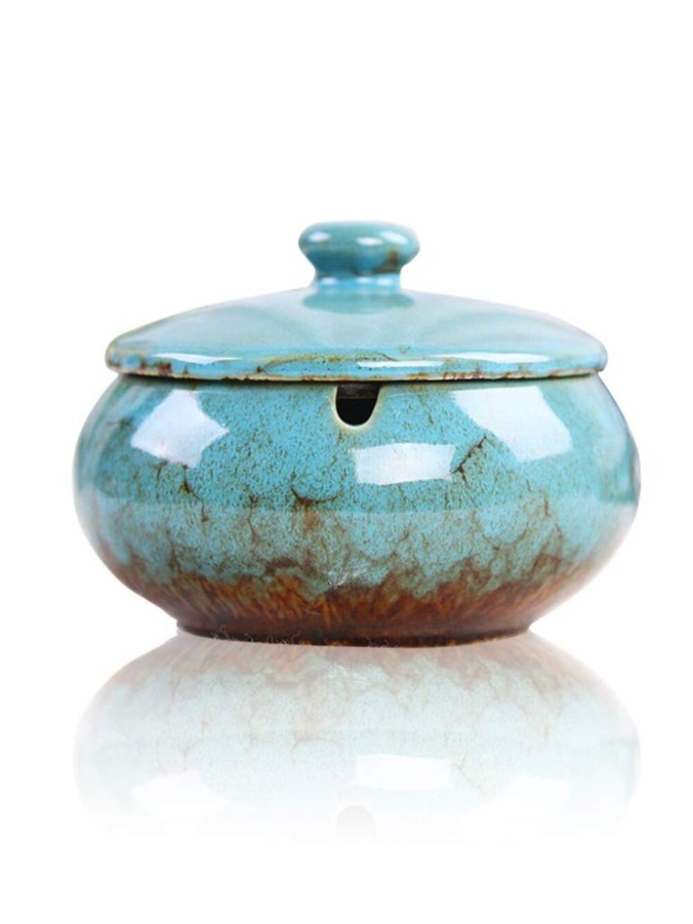 Lependor Ceramic Ashtray with Lids, Windproof, Cigarette Ashtray for Indoor or O